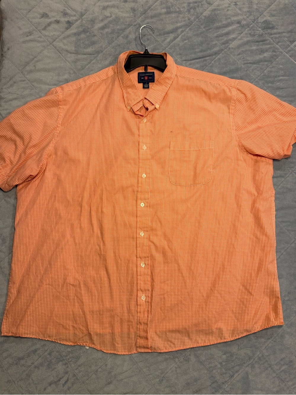 Izod Orange Gingham Short-Sleeve Button-Down Shirt